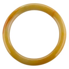 Vintage Large Yellow Jade Bangle Certified Untreated