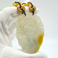 Large Yellow Jadeite Pendant Beaded Necklace A-Grade GIA Gemologist Appraisal