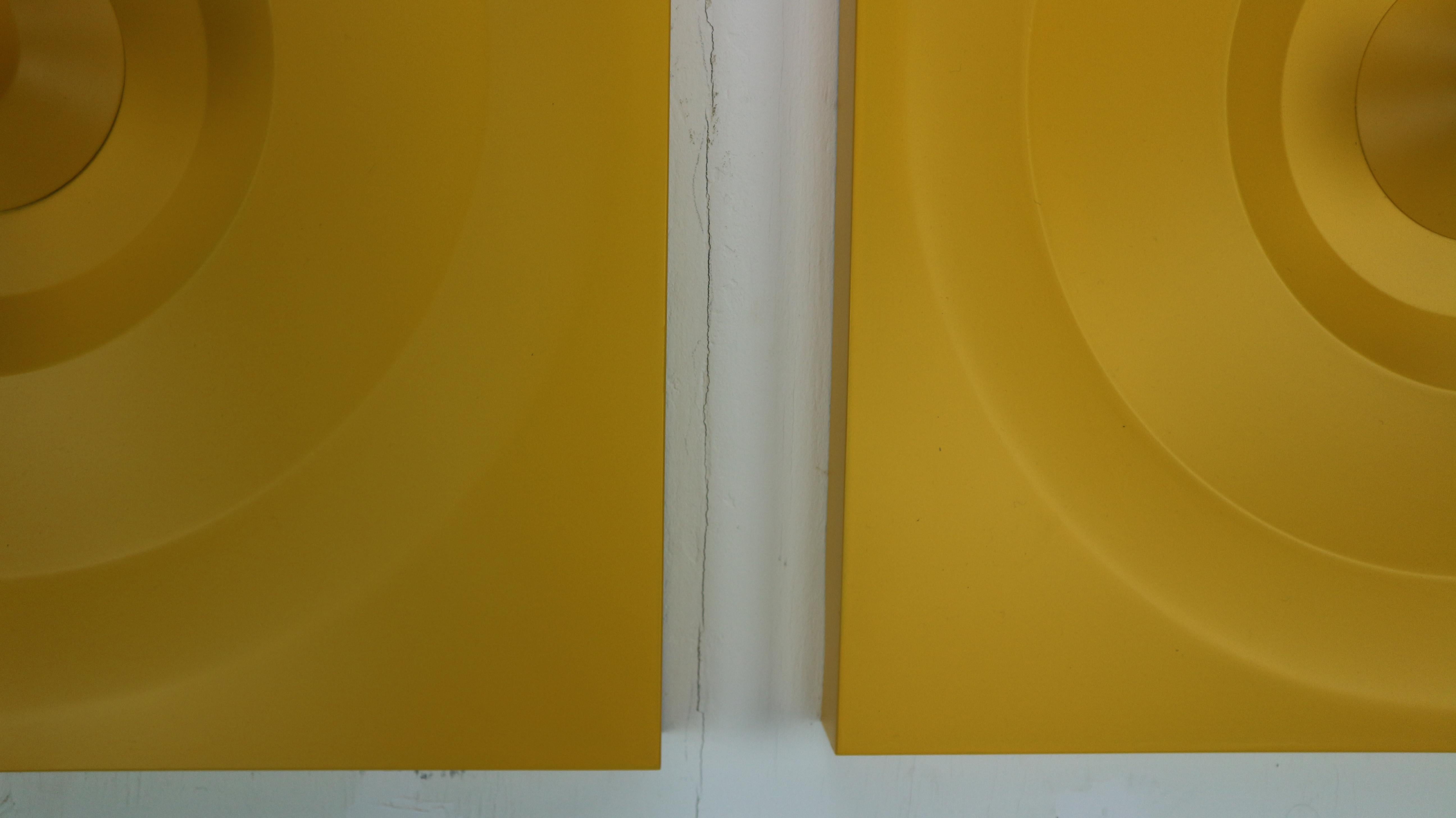 Large Yellow Metal Wall Lights by Klaus Hempel for Kaiser Leuchten, 1970s 8