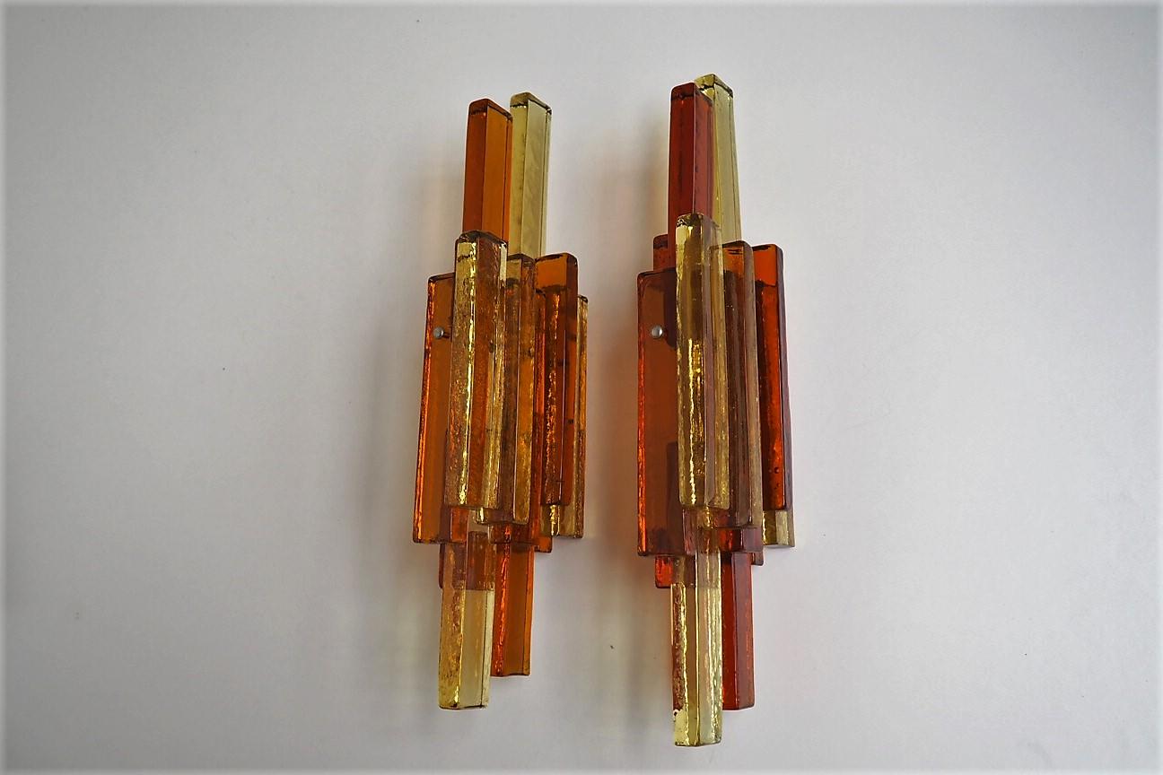 Large Yellow & Orange Glass Sconces by Holm Sørensen, Danish MCM Lighting, 1960s For Sale 2