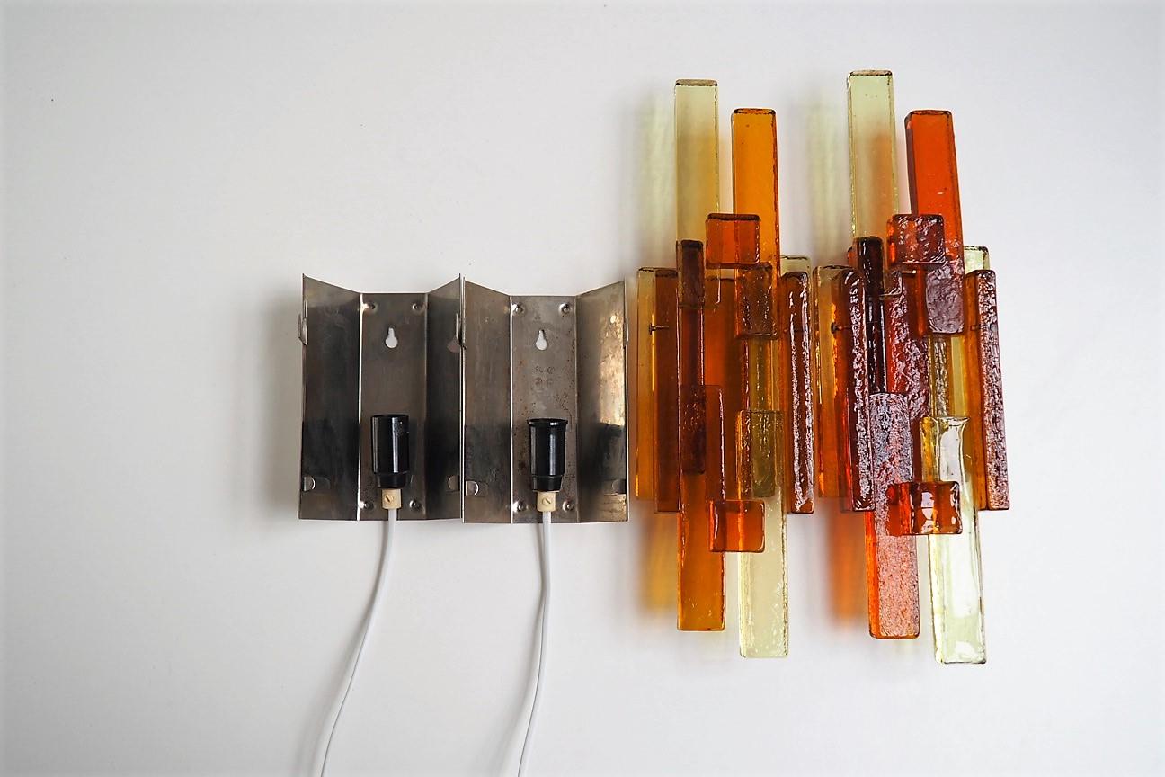 Large Yellow & Orange Glass Sconces by Holm Sørensen, Danish MCM Lighting, 1960s For Sale 3
