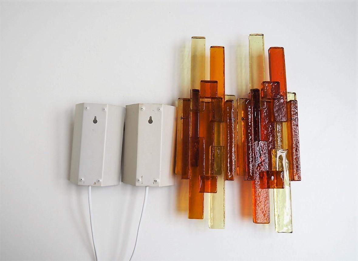Large Yellow & Orange Glass Sconces by Holm Sørensen, Danish MCM Lighting, 1960s For Sale 4