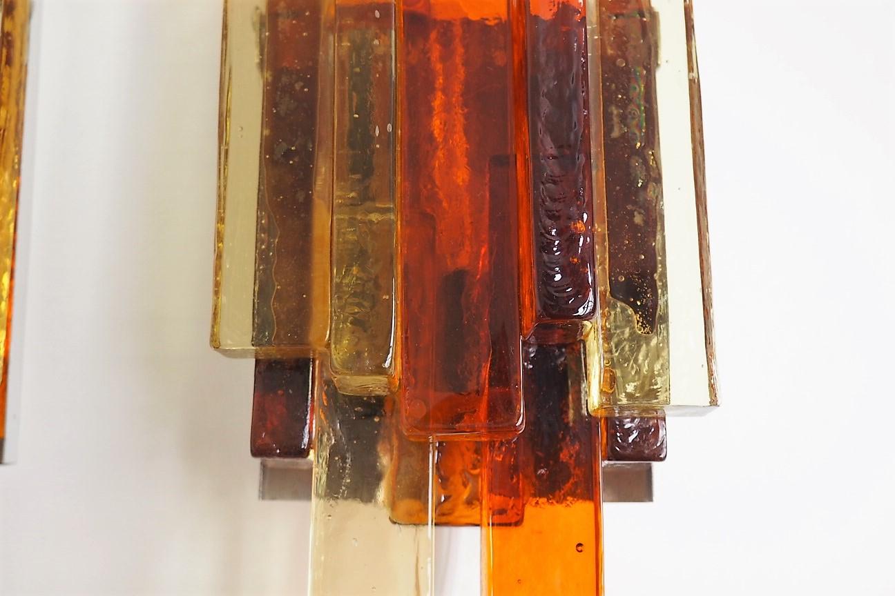 Mid-20th Century Large Yellow & Orange Glass Sconces by Holm Sørensen, Danish MCM Lighting, 1960s For Sale