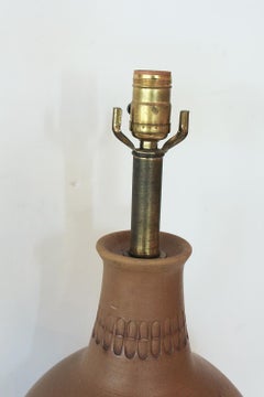 Large Yellow, Rust, and Brown Bitossi Ceramic Lamp, 1960s Italy