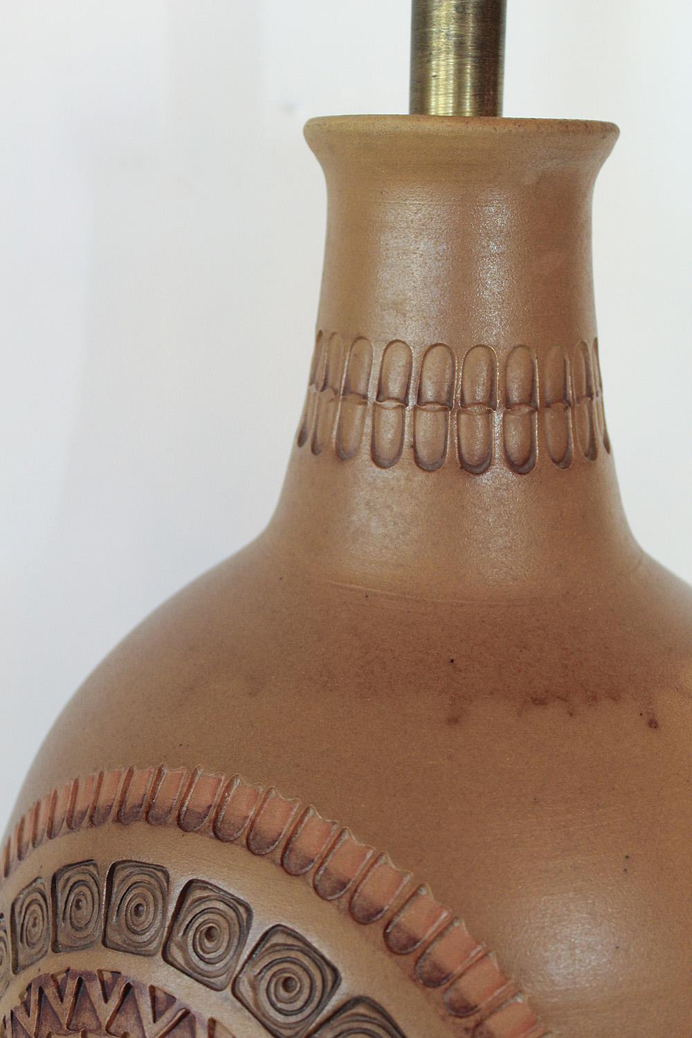 Mid-Century Modern Large Yellow, Rust, and Brown Bitossi Ceramic Lamp, 1960s Italy For Sale