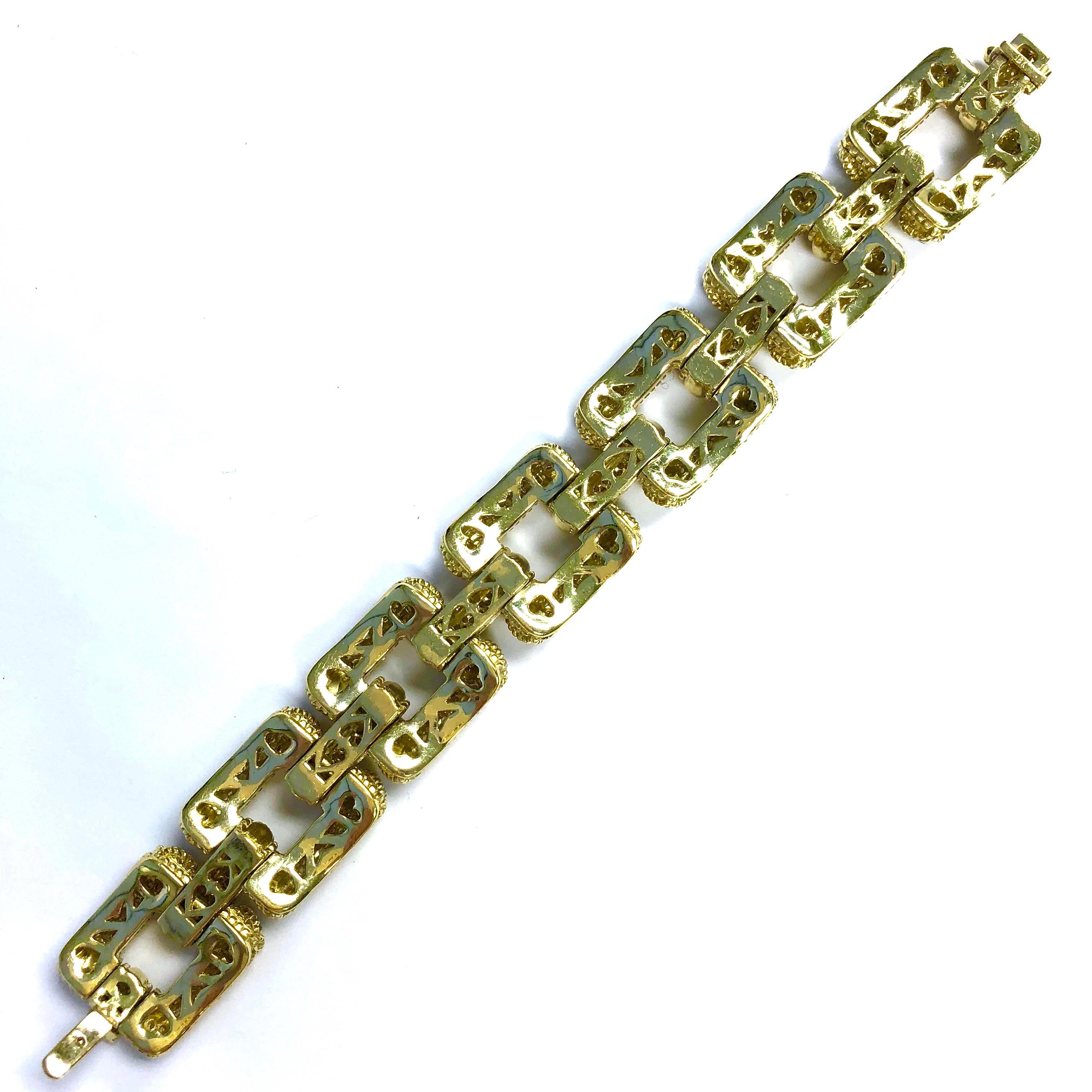 Large Yellow Sapphire and Diamond Gold Link Bracelet 1