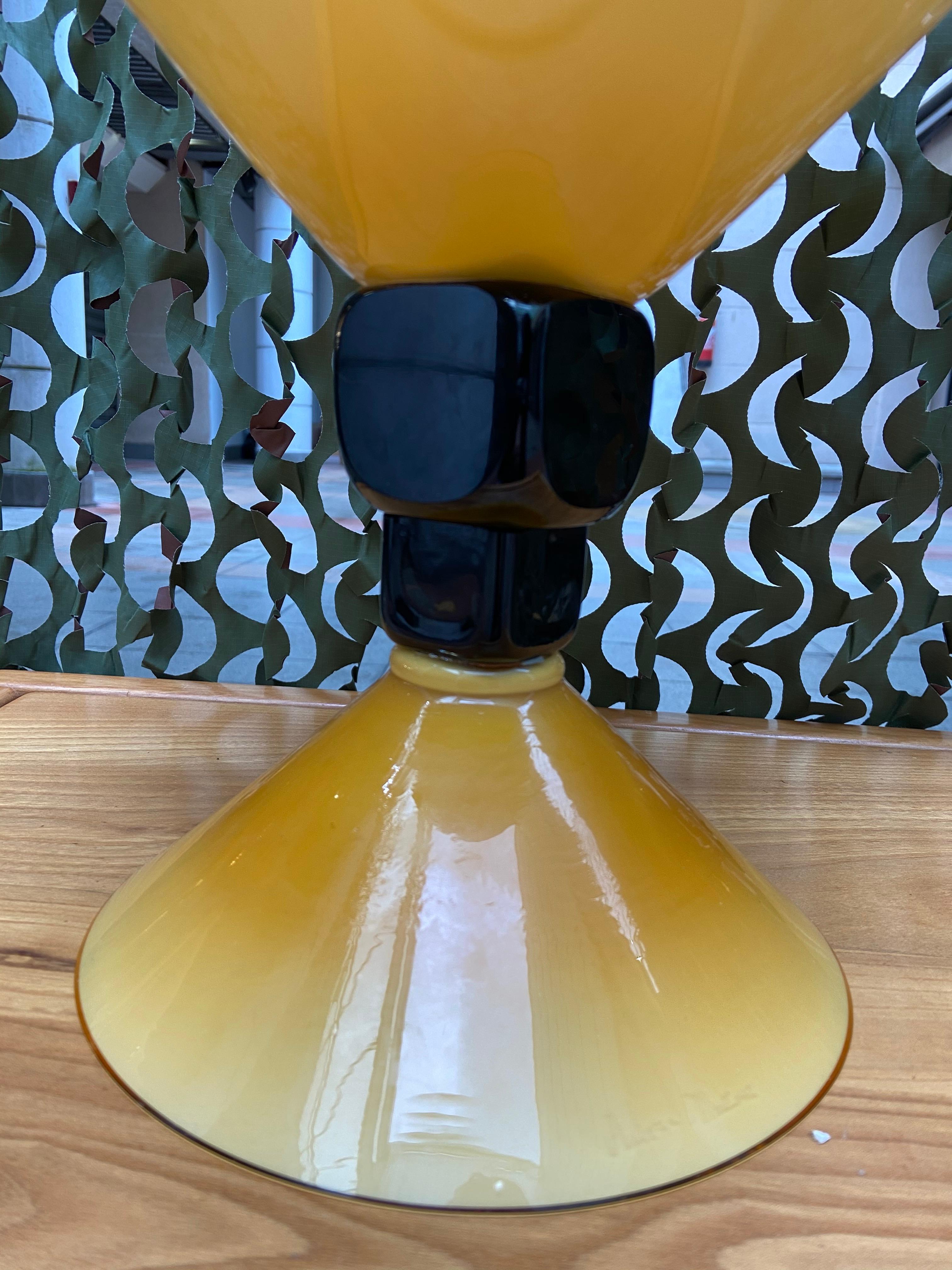 Italian Large Yellow Vase, Andrea Zilio Murano Glass