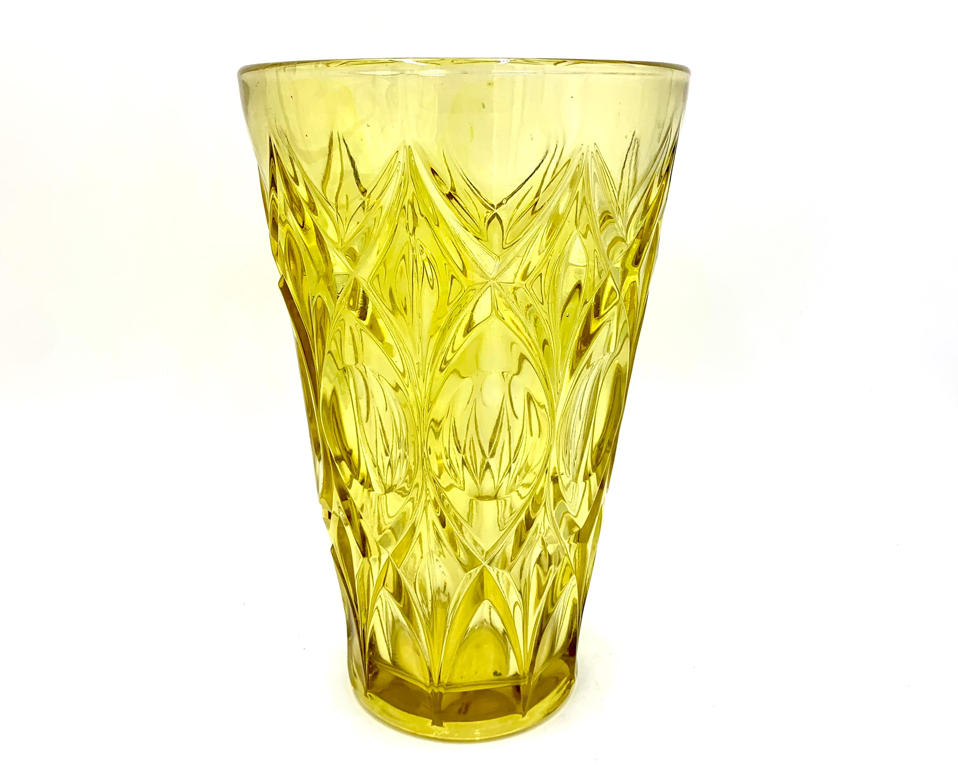 large yellow glass vase