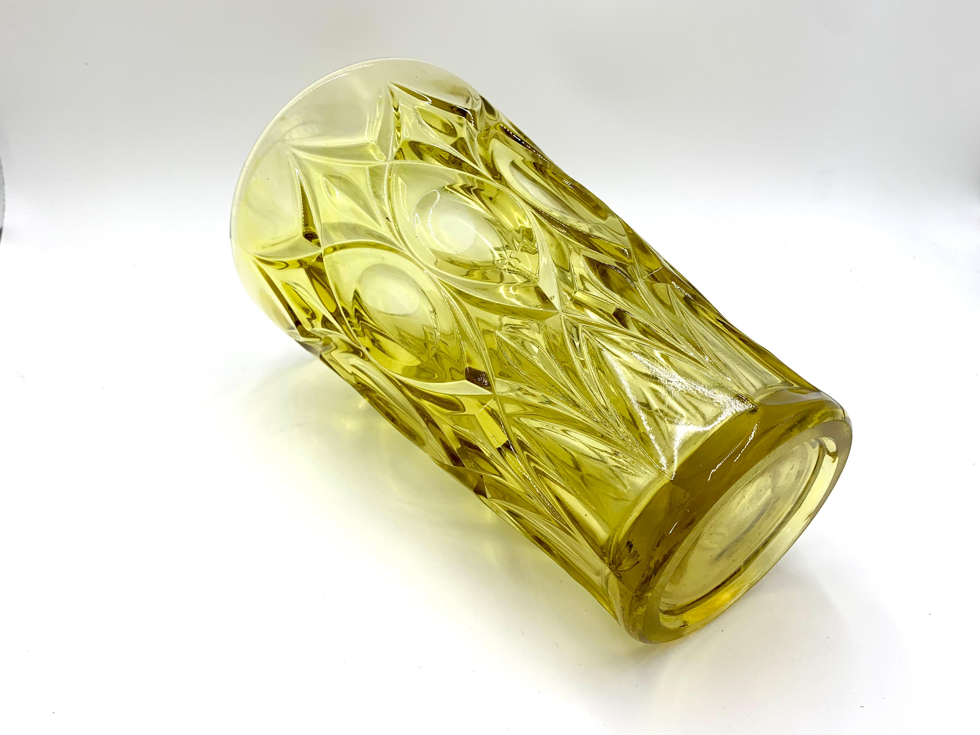 Glass Large Yellow Vase, Italy, 1970s