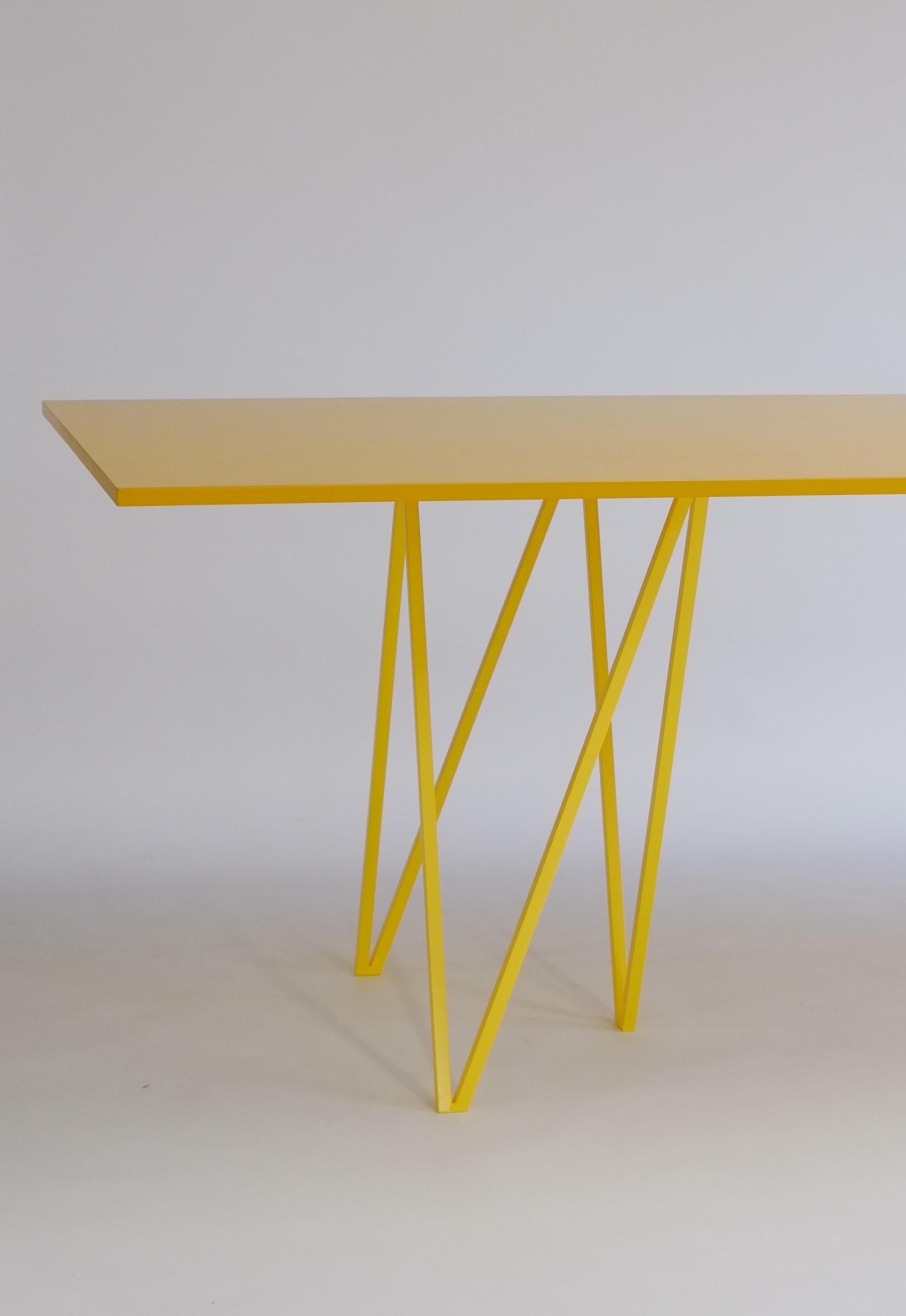 Contemporary Large Architectural Yellow ZigZag Dining Table, Customisable For Sale