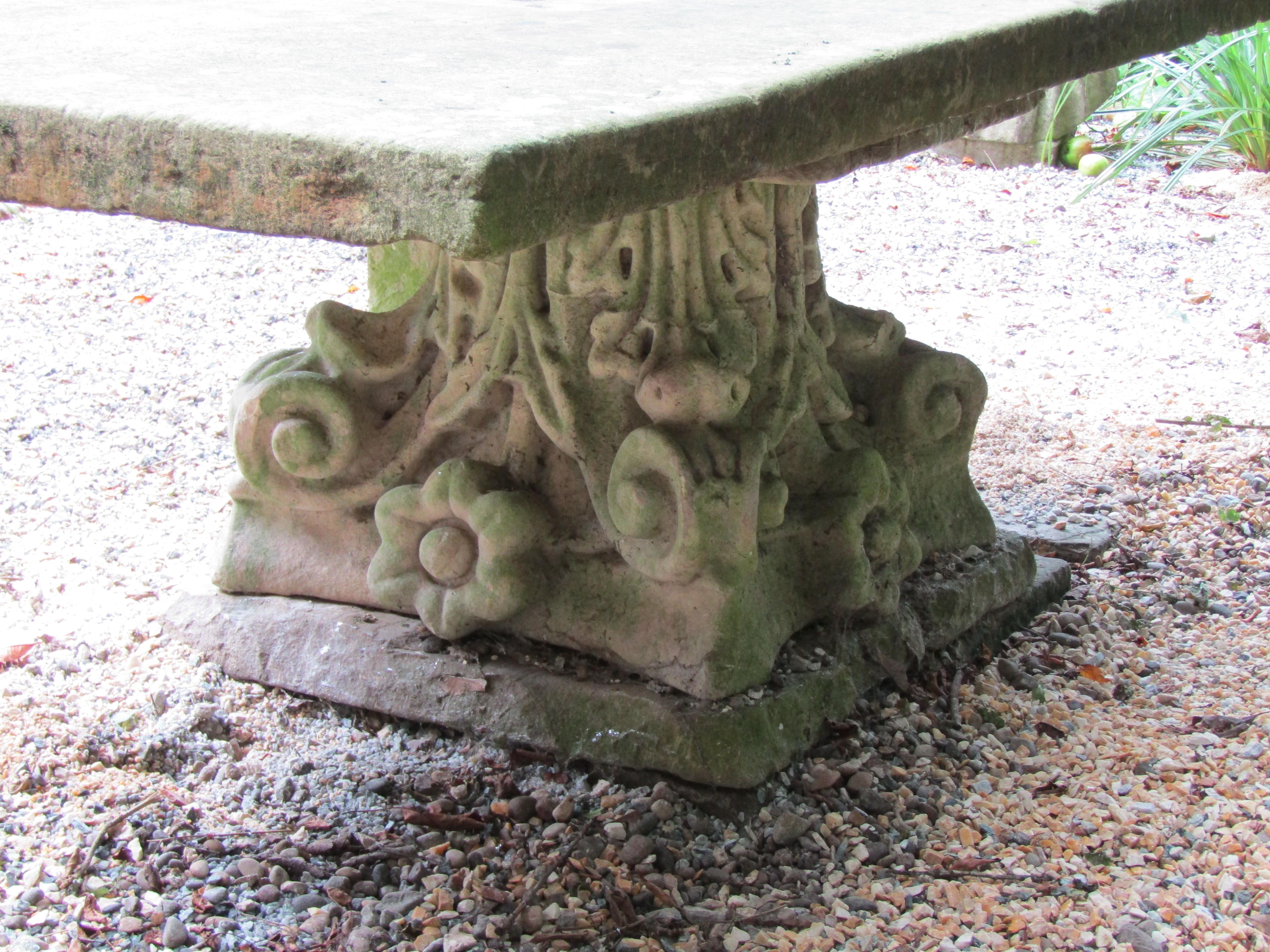 English Large York Stone Garden Table Feature, 1800s For Sale