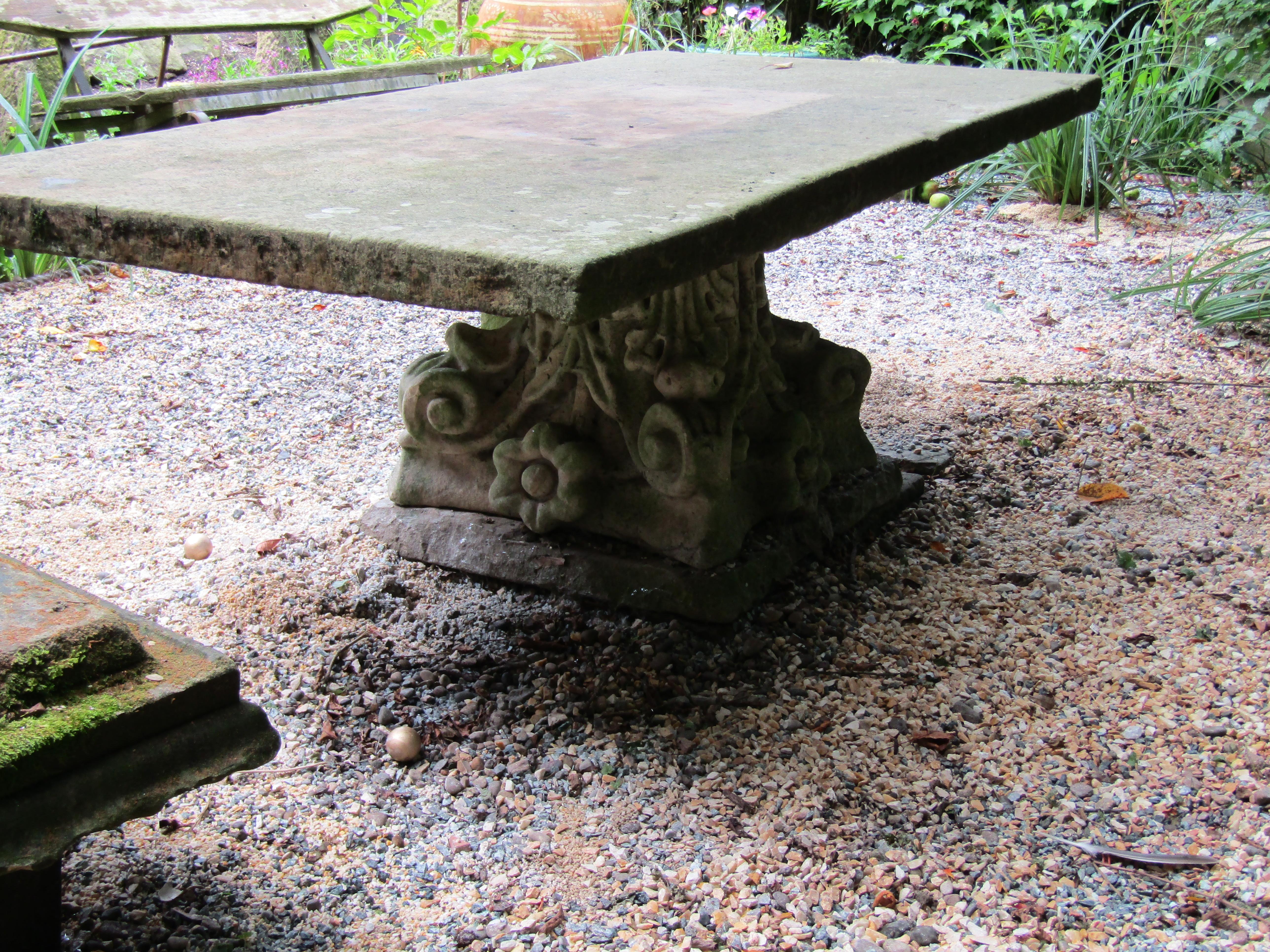 Mid-19th Century Large York Stone Garden Table Feature, 1800s For Sale