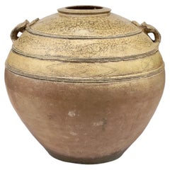 Vintage Large Yue Globular Stoneware Jar, Han Dynasty-Three Kingdoms