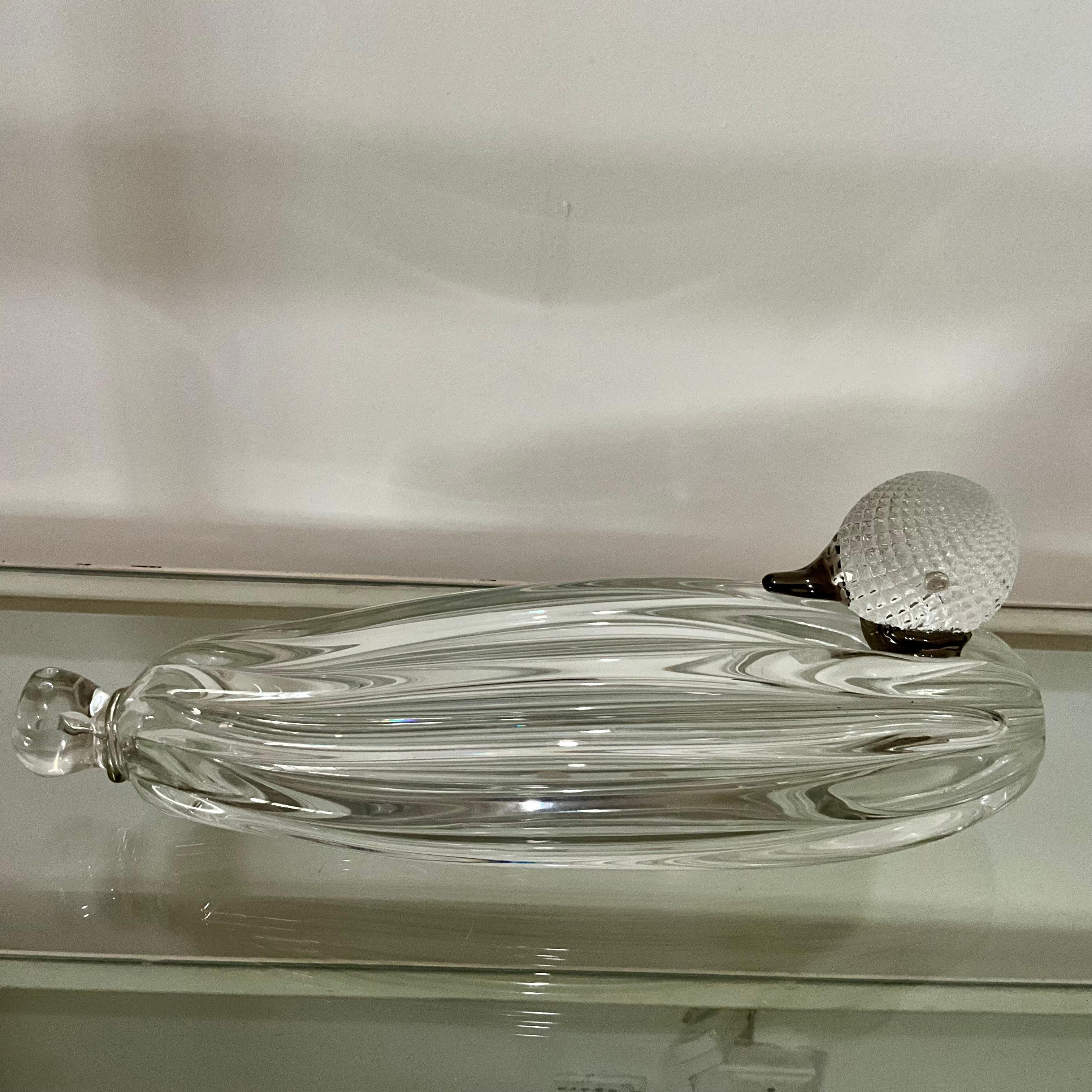 Fatto a mano Grande scultura di anatra in vetro di Murano di Zanetti Murano, firmata, Italia, XX secolo in vendita