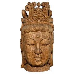 Large Zen Garden Shrine Head of Guanyin Buddha Statue