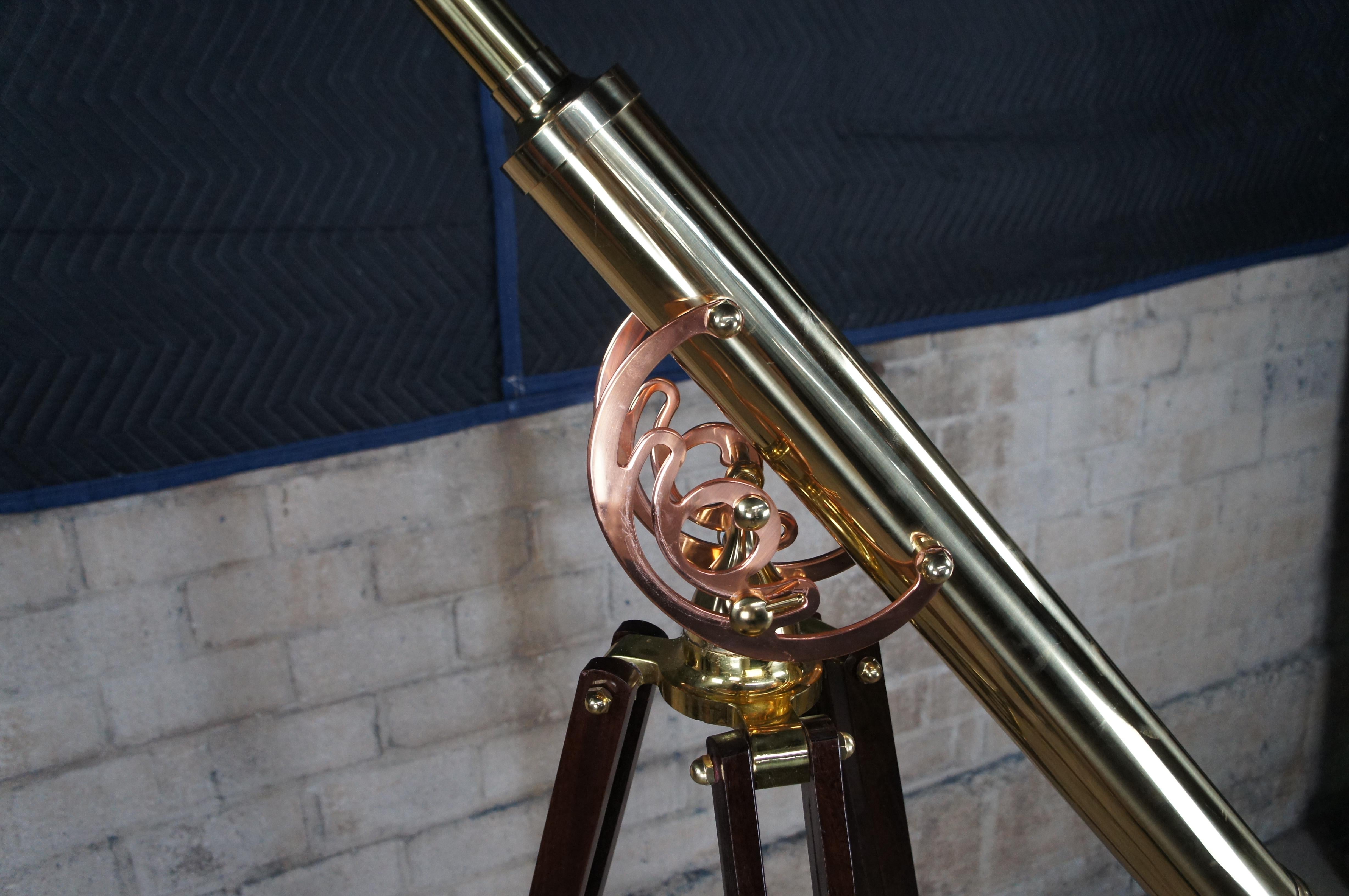 Large Zhumell Alexander Brass Telescope Articulating Mahogany Tripod Stand 73