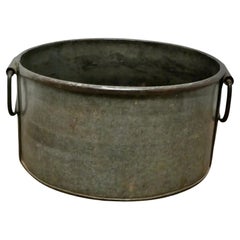 Large Zinc and Iron Cauldron Log Basket  This is a large galvanised pot