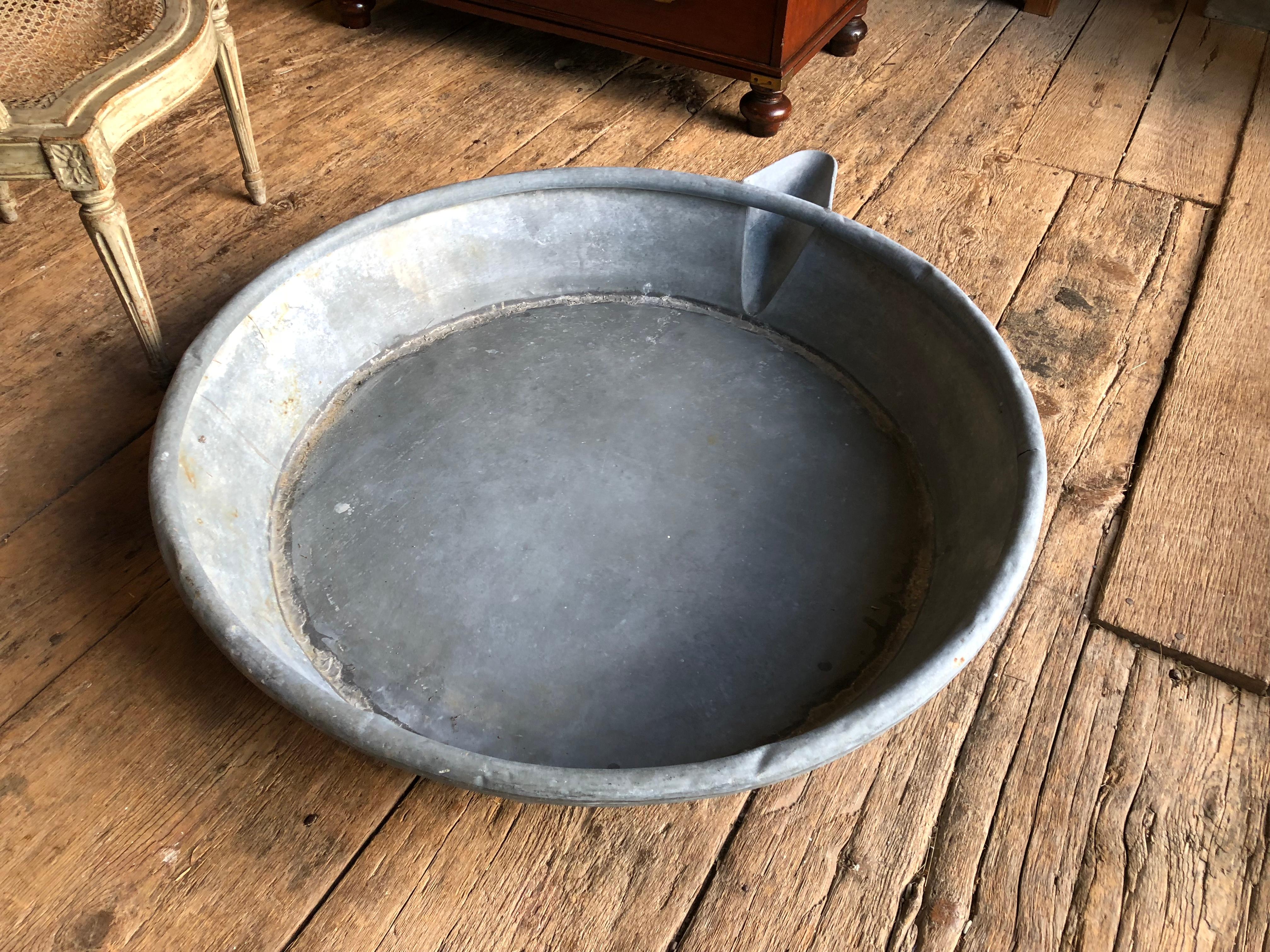 Country Large Zinc Pan, 19th Century