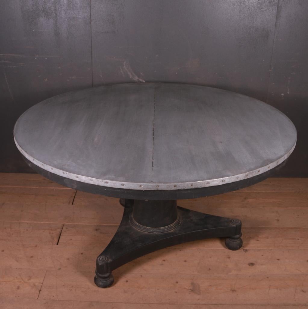 English Large Zinc Topped Breakfast Table For Sale