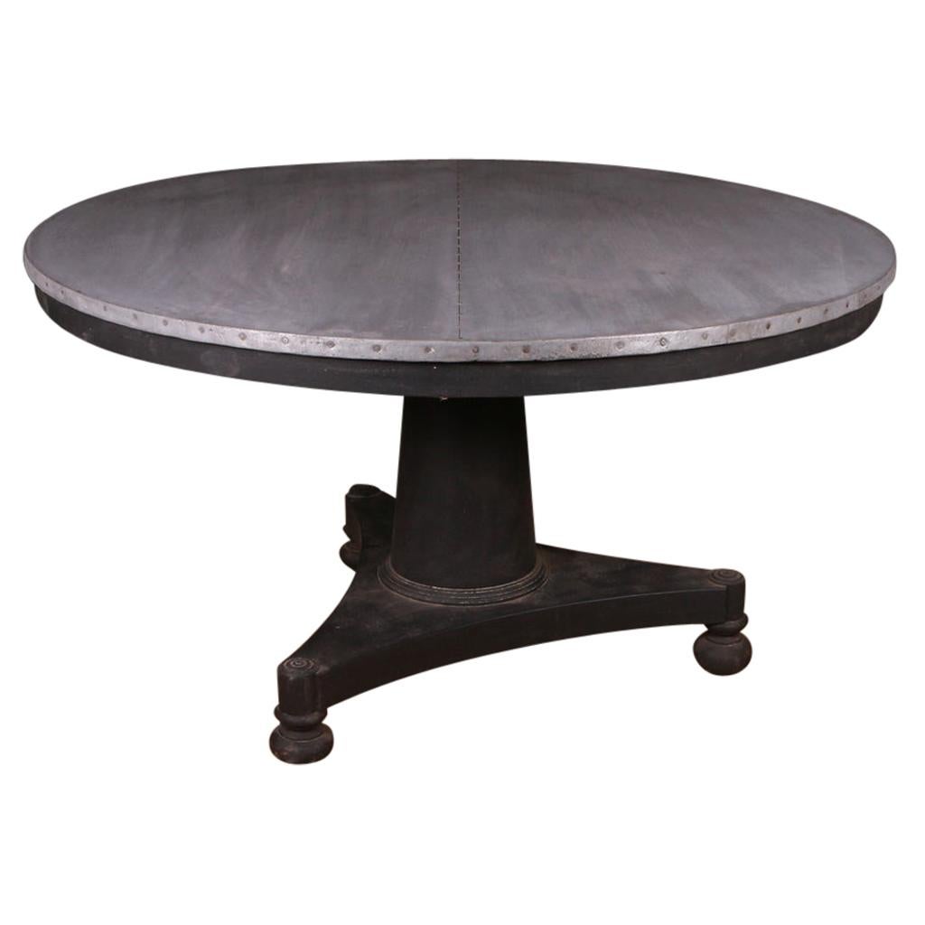 Large Zinc Topped Breakfast Table For Sale