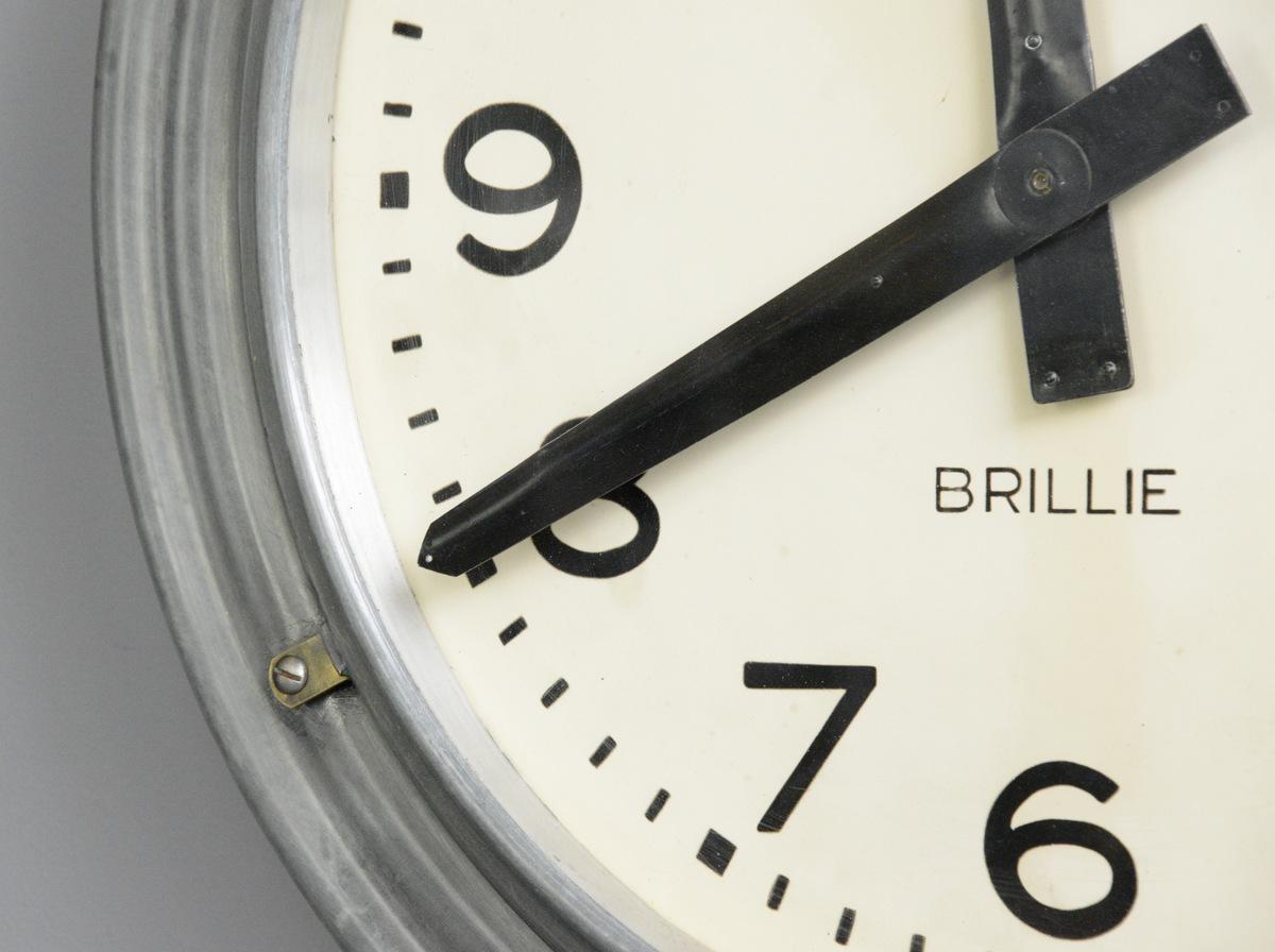 Mid-20th Century Large Zinc Wall Clock by Brillie, circa 1930s