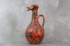 Large zoomorphic vase in red fat lava by JASBA - 1970 - West Germany ceramics