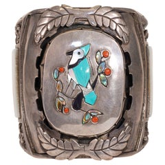 Pulsera grande Zuni de plata de ley