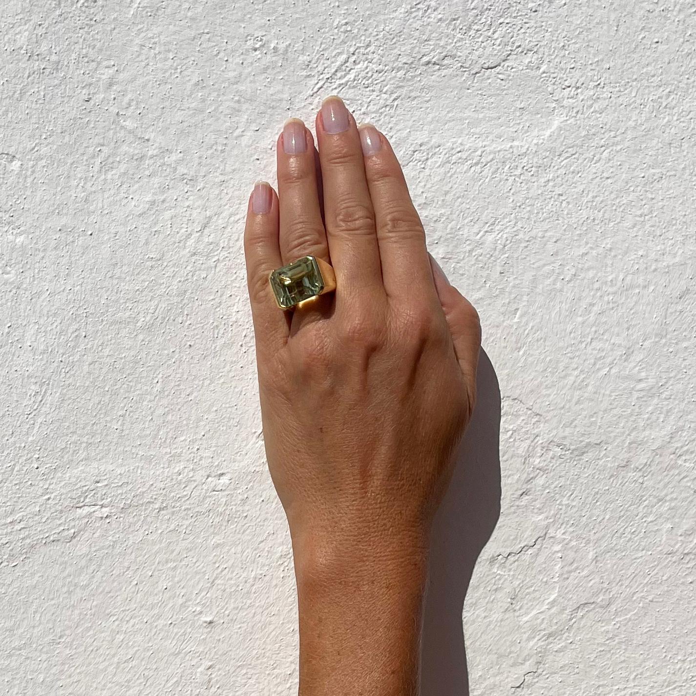 Large18K Gold and Heliodor Vintage Cocktail Ring by K Karlsson Made 1990s For Sale 8