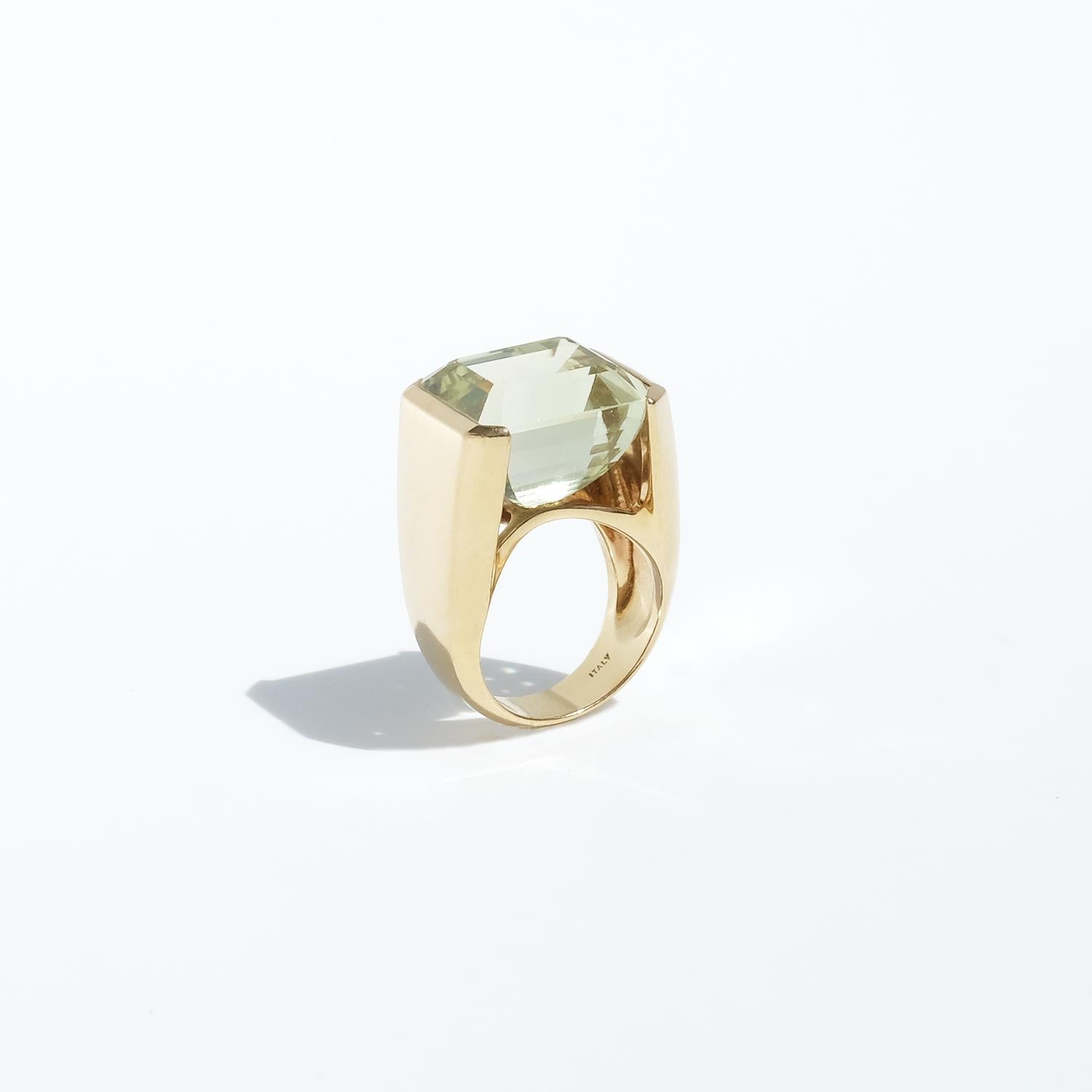 Large18K Gold and Heliodor Vintage Cocktail Ring by K Karlsson Made 1990s For Sale 1