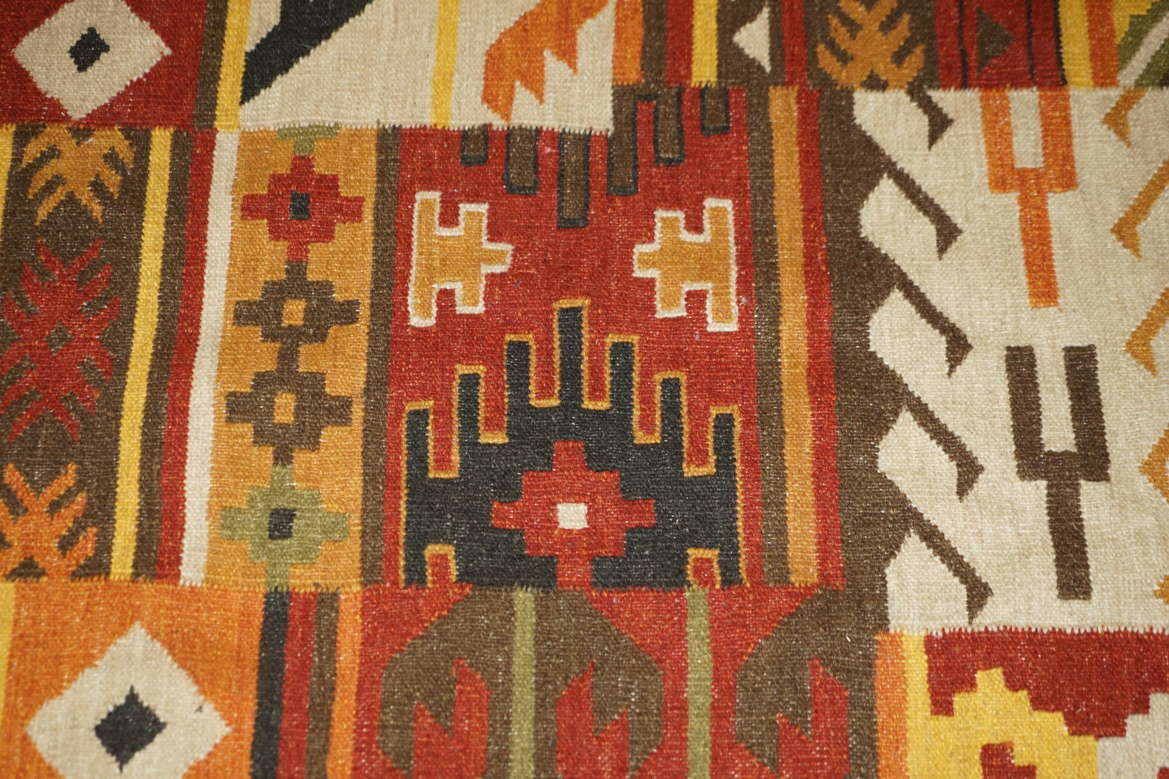 Grande Rug & Kilim intrecciato a mano e multicolore / Tappeto floreale con aspetto di albero in vendita 7