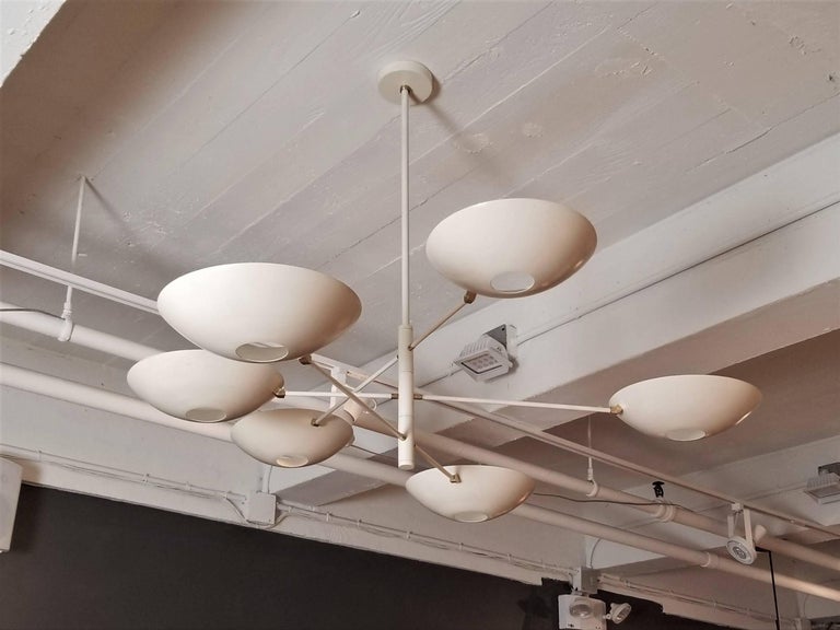 Large Counterbalance Ceiling Fixture, White Enamel + Brass by Blueprint Lighting For Sale 5