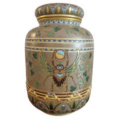 Vintage Larged covered pot called « l’égyptienne » by Manufacture de Sarguemines