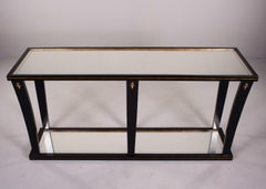 Große Konsole aus der Mitte des Jahrhunderts von La Grange of France mit verspiegelter Platte und Bodenregal