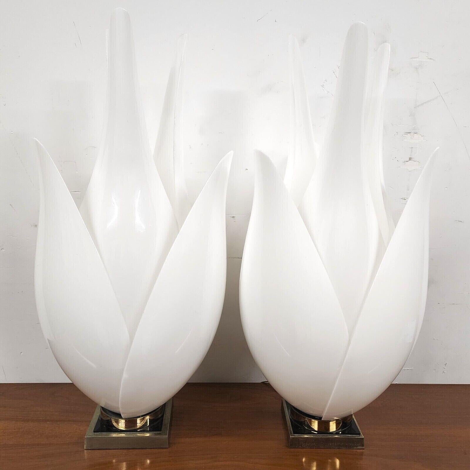 Offering One Of Our Recent Palm Beach Estate Fine Lighting Acquisitions Of A
Pair of Larger 1970s ROUGIER Floriform Tulip Lamps 

Measurements
34