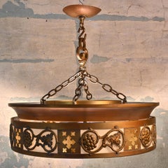Larger Ceiling Hugging Fixture with Fruit & Vine Garland Ornamentation