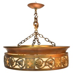 Larger Ceiling Hugging Fixture with Fruit & Vine Garland Ornamentation