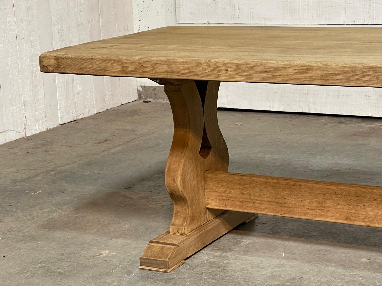 Larger French Bleached Oak Farmhouse Dining Table  For Sale 6