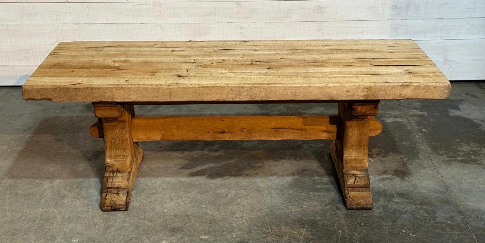 Larger French Bleached Oak Farmhouse Dining Table  7