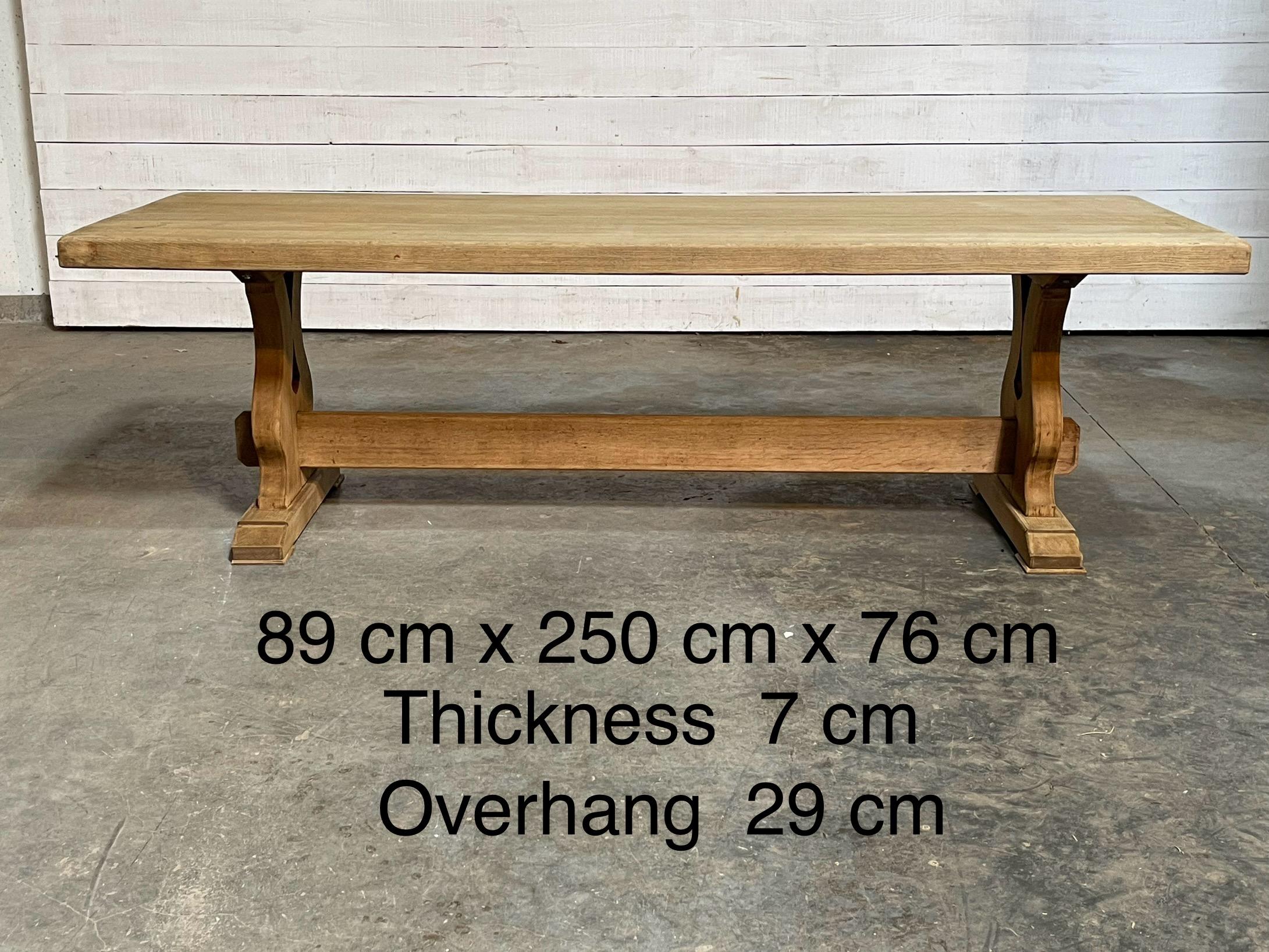 Larger French Bleached Oak Farmhouse Dining Table  For Sale 9