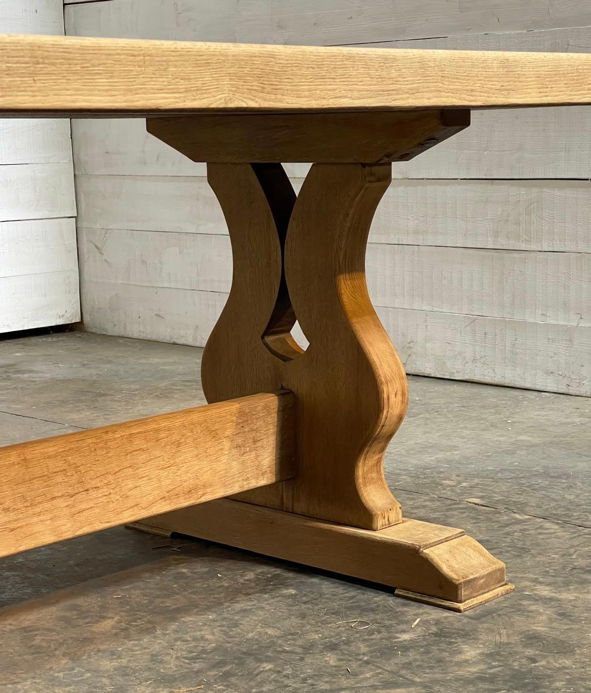 Larger French Bleached Oak Farmhouse Dining Table  1