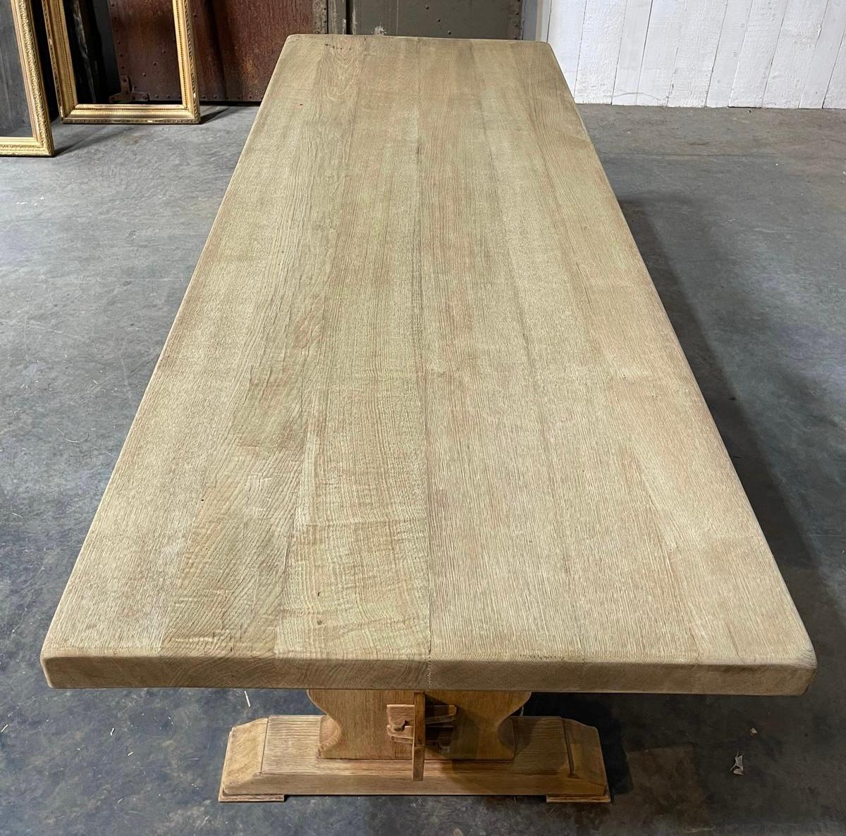 Larger French Bleached Oak Farmhouse Dining Table  For Sale 2