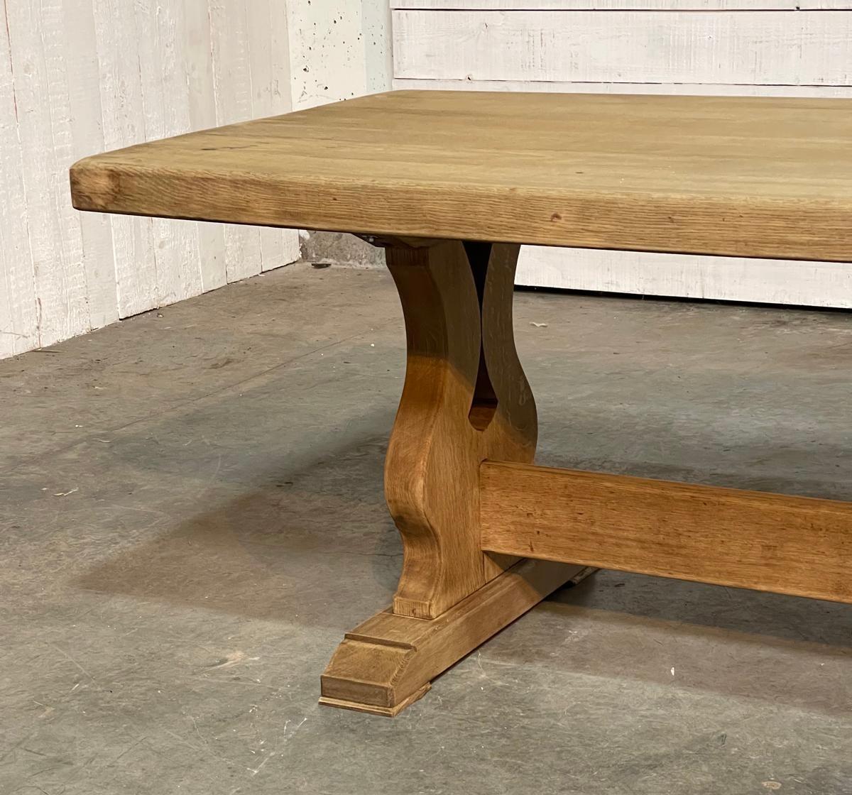 Larger French Bleached Oak Farmhouse Dining Table  For Sale 3