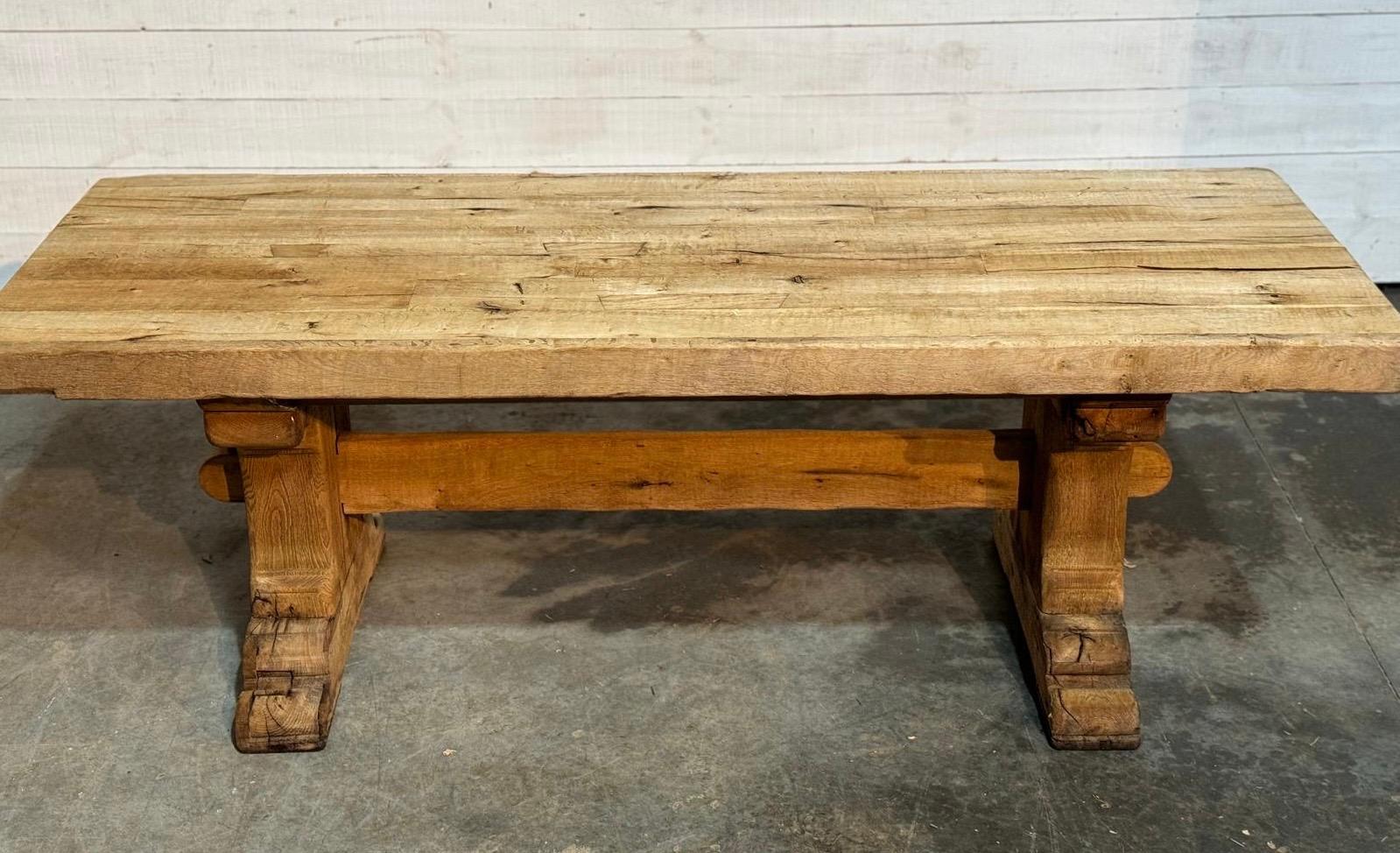 Larger French Bleached Oak Farmhouse Dining Table  4