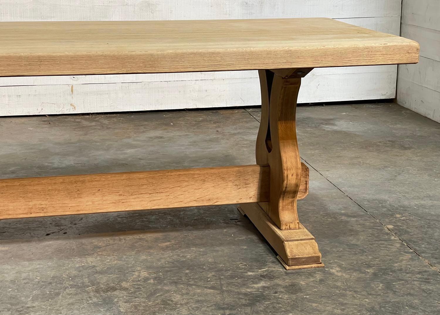 Larger French Bleached Oak Farmhouse Dining Table  For Sale 5