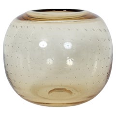 Grand bol à roses bullicante en ambre pâle de style Murano, vers 1960