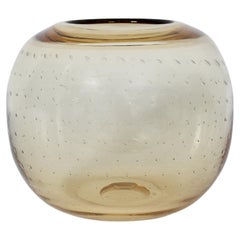Larger Murano Style Pale Amber Bullicante Rose Bowl, Circa 1960