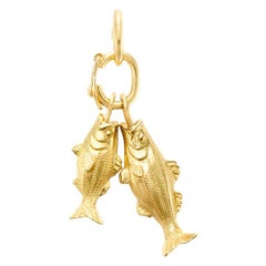 Larger Nantucket Striped Bass Pendant in 18 Karat Yellow Gold + Two Ring Clasp