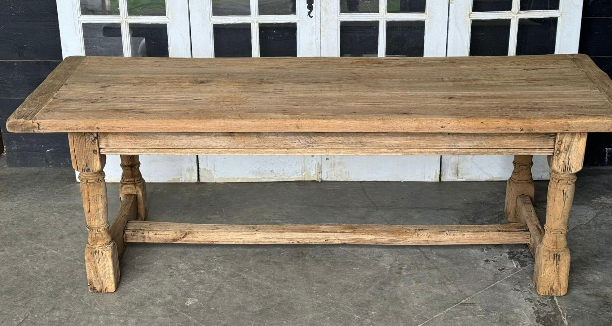 Larger Quality Bleached Oak Farmhouse Dining Table  5