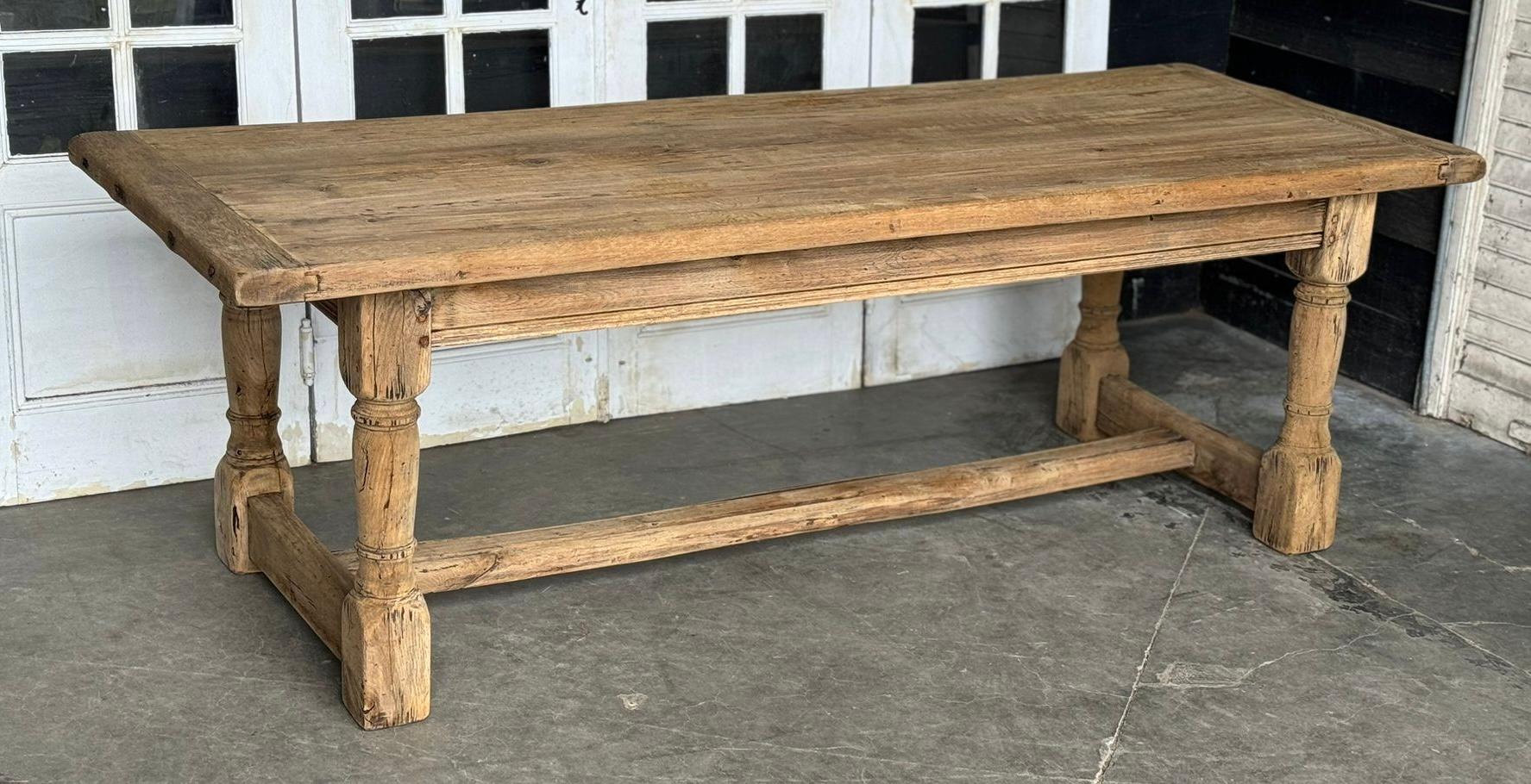 Larger Quality Bleached Oak Farmhouse Dining Table  6