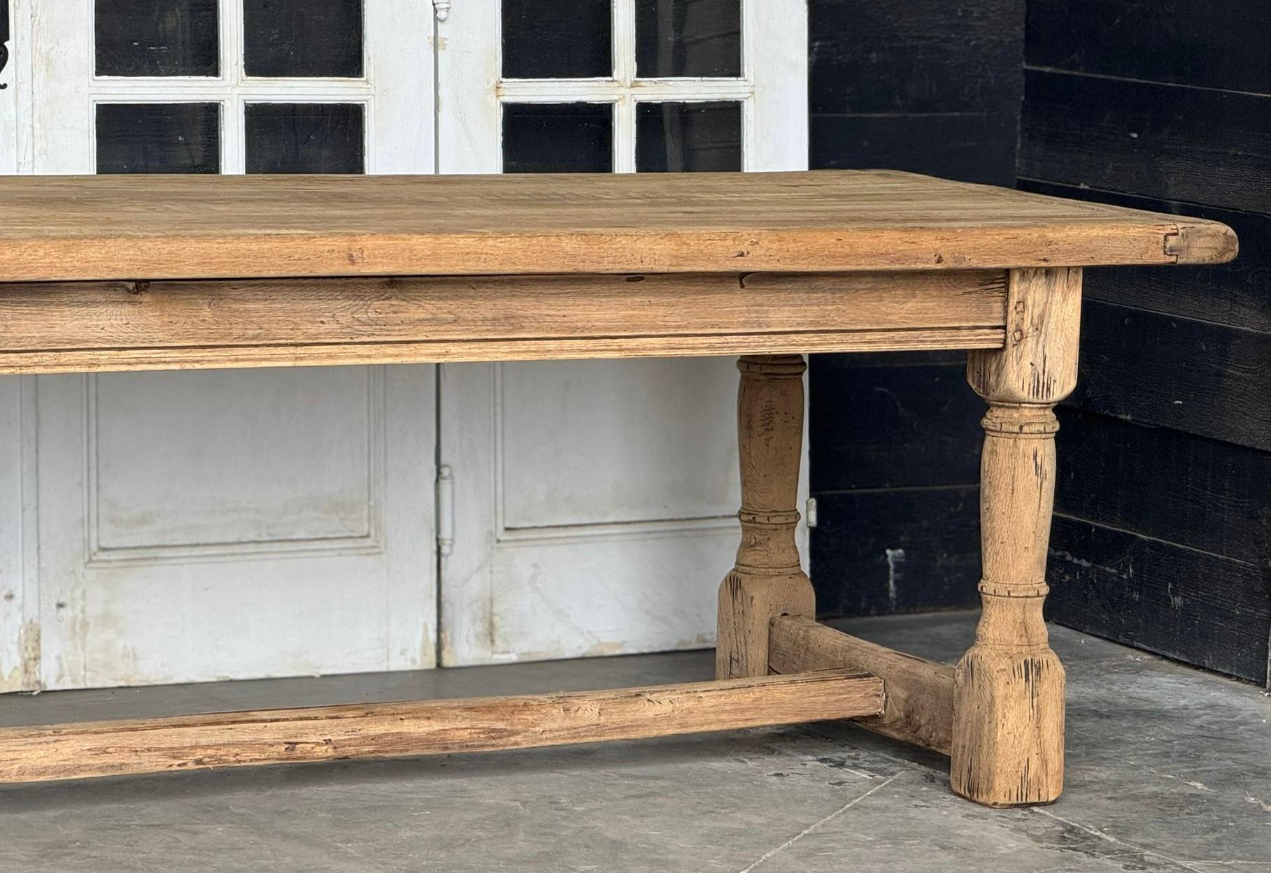 Larger Quality Bleached Oak Farmhouse Dining Table  7